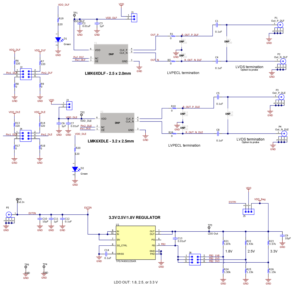 原理图 - Texas Instruments LMK6EVM评估模块